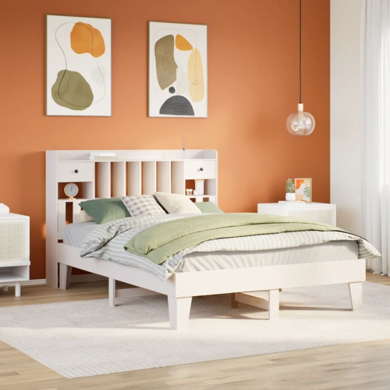 vidaXL Letto senza Materasso Bianco 160x200 cm Legno Massello di Pino vidaXL Letto senza Materasso Bianco 160x200 cm Legno Massello di Pino