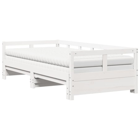 vidaXL Divano Letto con Rotelle e Materasso Bianco 90x190cm Legno Pino