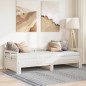 vidaXL Divano Letto con Rotelle e Materasso Bianco 90x190cm Legno Pino vidaXL Divano Letto con Rotelle e Materasso Bianco 90x190cm Legno Pino
