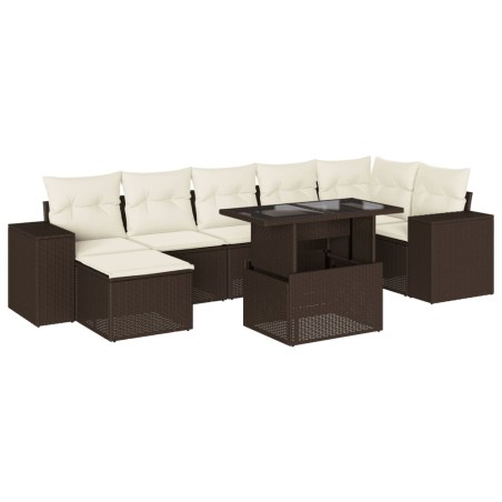 vidaXL Set Divani da Giardino 8 pz con Cuscini Marrone in Polyrattan