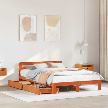 vidaXL Letto senza Materasso Marrone Cera 120x190 cm in Legno di Pino