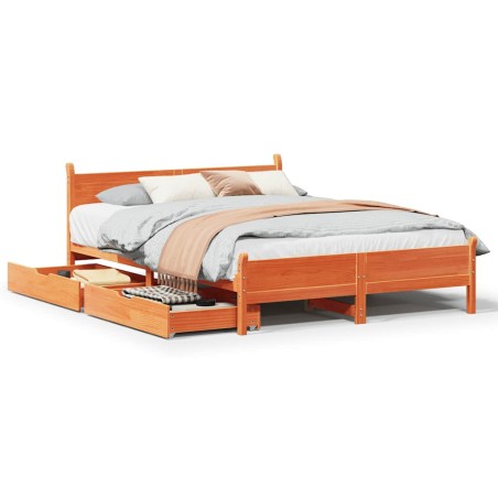vidaXL Letto senza Materasso Marrone Cera 120x190 cm in Legno di Pino