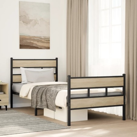 vidaXL Giroletto senza Materaso in Metallo Rovere Sonoma 107x203 cm