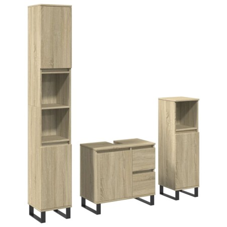 vidaXL Set Mobili da Bagno 3 pz Rovere Sonoma in Legno Multistrato
