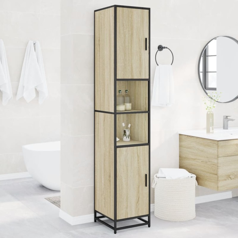 vidaXL Mobile da Bagno Sonoma 35x37,5x188,5 cm in Truciolato e Metallo vidaXL Mobile da Bagno Sonoma 35x37,5x188,5 cm in Truciolato e Metallo