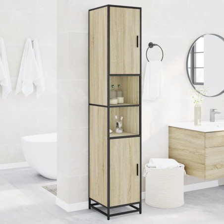 vidaXL Mobile da Bagno Sonoma 35x37,5x188,5 cm in Truciolato e Metallo