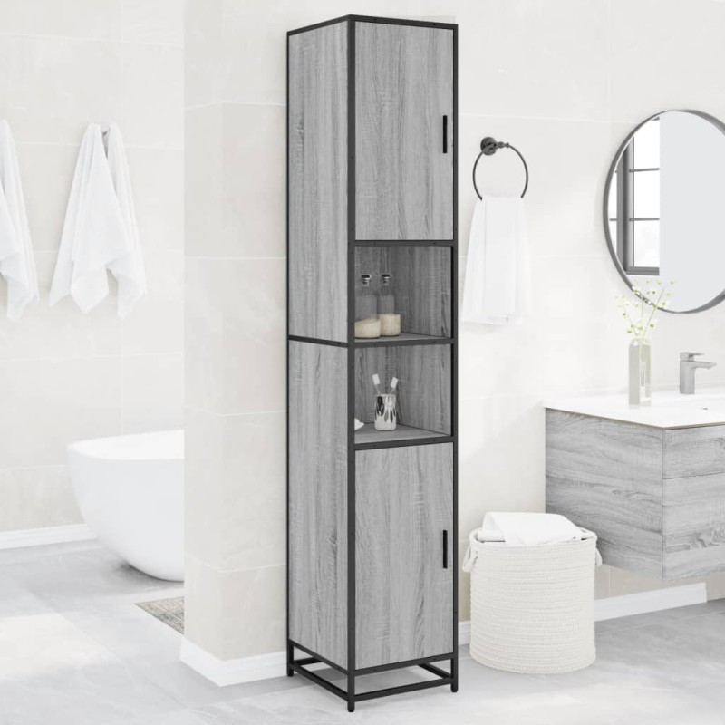 vidaXL Mobile da Bagno Grigio 35x37,5x188,5 cm in Truciolato e Metallo vidaXL Mobile da Bagno Grigio 35x37,5x188,5 cm in Truciolato e Metallo