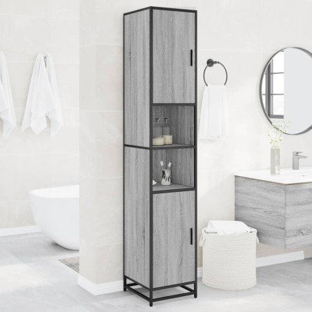vidaXL Mobile da Bagno Grigio 35x37,5x188,5 cm in Truciolato e Metallo