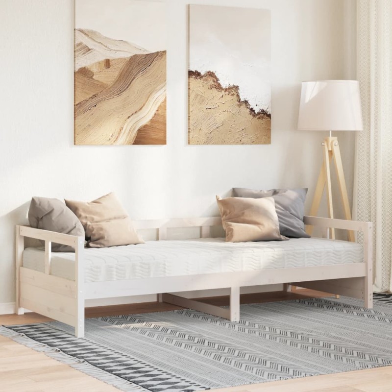 vidaXL Dormeuse con Materasso Bianca 90x200 cm Legno Massello Pino