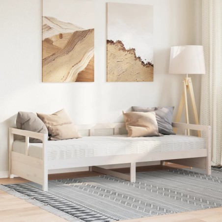 vidaXL Dormeuse con Materasso Bianca 90x200 cm Legno Massello Pino