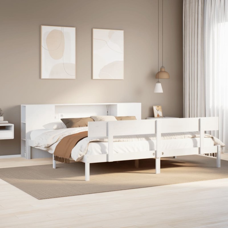 vidaXL Letto Libreria senza Materasso Bianco 200x200 cm Legno di Pino