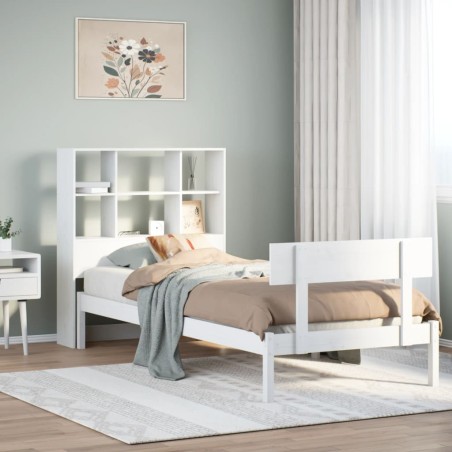 vidaXL Letto Libreria senza Materasso Bianco 100x200 cm Legno di Pino