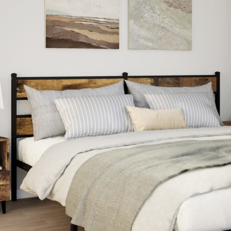 vidaXL Testiera Rovere Fumo 200 cm in Ferro e Legno Multistrato