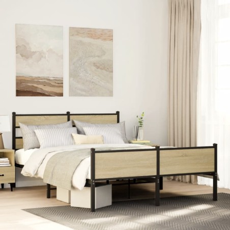vidaXL Giroletto senza Materasso Rovere Sonoma 150x200cm in Truciolato