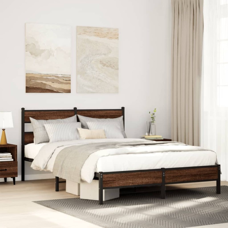 vidaXL Giroletto senza Materasso Rovere Marrone 140x190 cm Truciolato