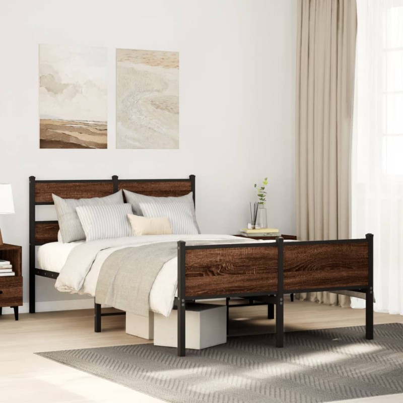 vidaXL Giroletto senza Materasso Rovere Marrone 120x190 cm Truciolato vidaXL Giroletto senza Materasso Rovere Marrone 120x190 cm Truciolato
