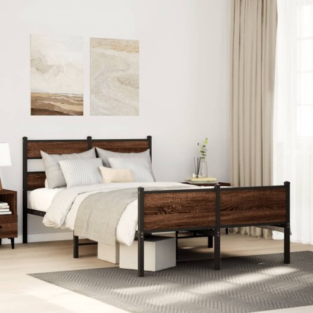 vidaXL Giroletto senza Materasso Rovere Marrone 120x190 cm Truciolato