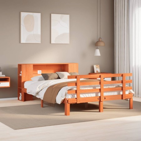 vidaXL Letto Libreria senza Materasso Marrone Cera 120x200 cm in Pino