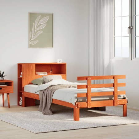 vidaXL Letto Libreria senza Materasso Marrone Cera 75x190 cm in Pino
