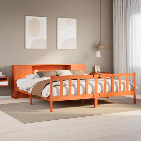 vidaXL Letto Libreria senza Materasso Marrone Cera 180x200 cm Legno