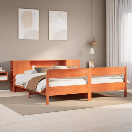 vidaXL Letto Libreria senza Materasso Marrone Cera 180x200 cm in Pino