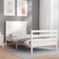 vidaXL Giroletto con Testiera Bianco 100x200 cm in Legno Massello vidaXL Giroletto con Testiera Bianco 100x200 cm in Legno Massello