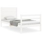 vidaXL Giroletto con Testiera Bianco 100x200 cm in Legno Massello vidaXL Giroletto con Testiera Bianco 100x200 cm in Legno Massello
