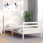 vidaXL Giroletto con Testiera Bianco 100x200 cm in Legno Massello vidaXL Giroletto con Testiera Bianco 100x200 cm in Legno Massello