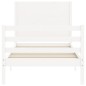 vidaXL Giroletto con Testiera Bianco 100x200 cm in Legno Massello vidaXL Giroletto con Testiera Bianco 100x200 cm in Legno Massello
