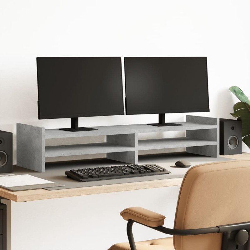 vidaXL Supporto Monitor Grigio Cemento 100x27x20 cm Legno Multistrato vidaXL Supporto Monitor Grigio Cemento 100x27x20 cm Legno Multistrato