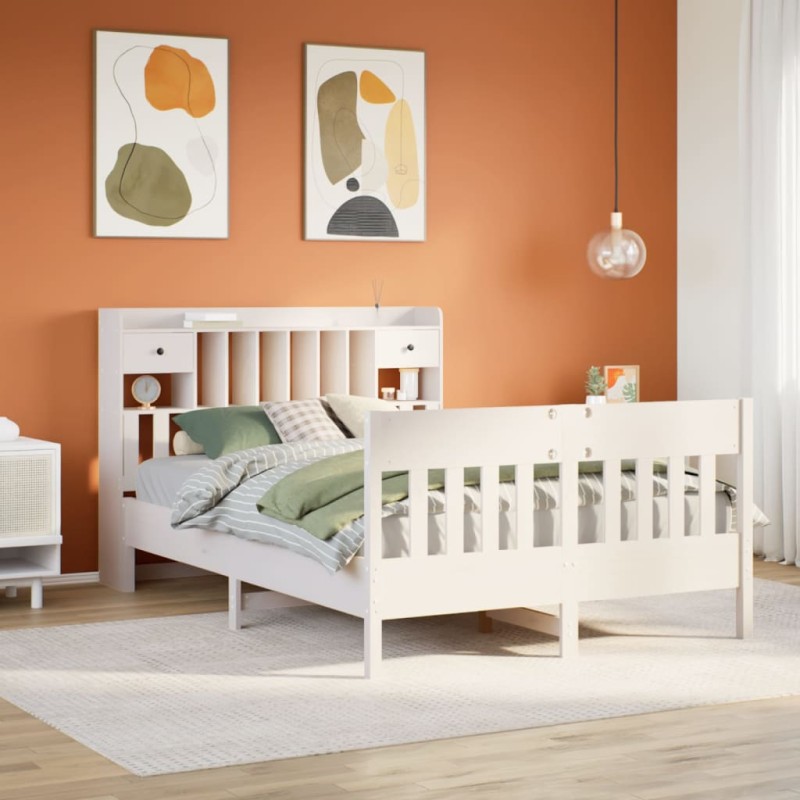 vidaXL Giroletto senza Materasso Bianco 160x200 cm Legno Massello Pino vidaXL Giroletto senza Materasso Bianco 160x200 cm Legno Massello Pino