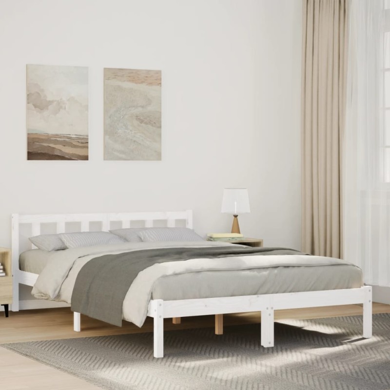 vidaXL Letto Extra Lungo senza Materasso Bianco 140x220 cm in Pino vidaXL Letto Extra Lungo senza Materasso Bianco 140x220 cm in Pino