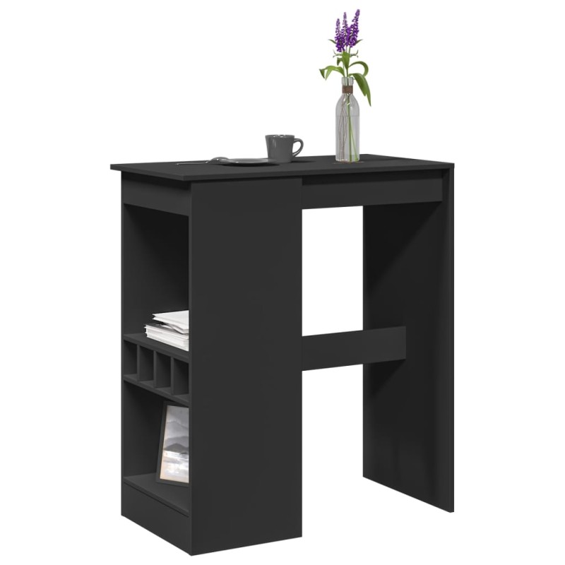 vidaXL Tavolo Bar con Rastrelliera Nero 90x47,5x103,5 cm Multistrato