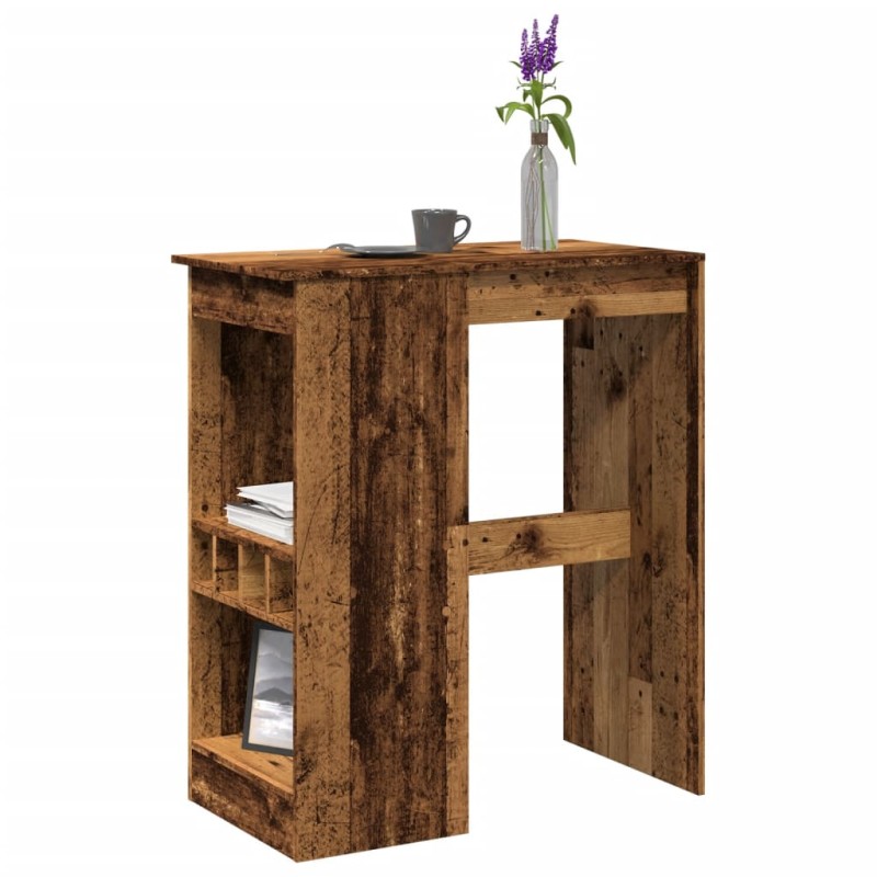 vidaXL Tavolo Bar con Rastrelliera Antico 90x47,5x103,5 cm Multistrato vidaXL Tavolo Bar con Rastrelliera Antico 90x47,5x103,5 cm Multistrato
