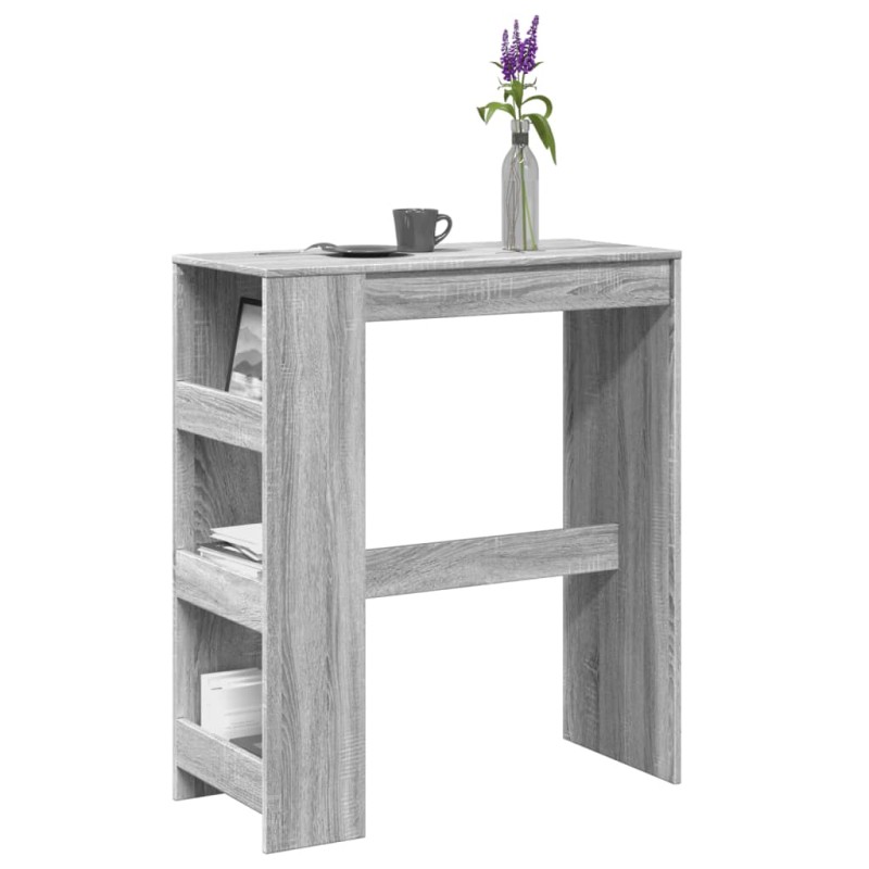 vidaXL Tavolo Bar con Rastrelliera Grigio 90x40x103,5 cm Multistrato vidaXL Tavolo Bar con Rastrelliera Grigio 90x40x103,5 cm Multistrato