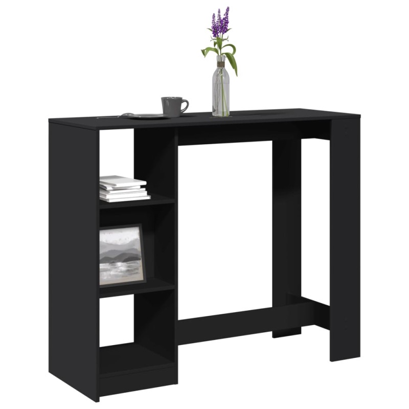 vidaXL Tavolo Bar con Ripiano Nero 124x46x103,5 cm Legno Multistrato vidaXL Tavolo Bar con Ripiano Nero 124x46x103,5 cm Legno Multistrato