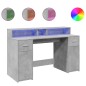 vidaXL Scrivania con Luci LED Grigio Cemento 140x55x91 cm Multistrato