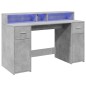 vidaXL Scrivania con Luci LED Grigio Cemento 140x55x91 cm Multistrato