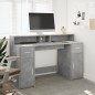 vidaXL Scrivania con Luci LED Grigio Cemento 140x55x91 cm Multistrato