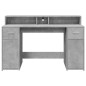 vidaXL Scrivania con Luci LED Grigio Cemento 140x55x91 cm Multistrato