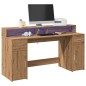 vidaXL Scrivania con Luci LED Rovere 160x55x91 cm in Legno Multistrato vidaXL Scrivania con Luci LED Rovere 160x55x91 cm in Legno Multistrato