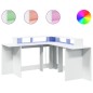 vidaXL Scrivania con Luci LED Bianca 152x152x91 cm in Truciolato