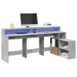 vidaXL Scrivania con Luci LED Grigio Cemento 200x104x91 cm Truciolato vidaXL Scrivania con Luci LED Grigio Cemento 200x104x91 cm Truciolato