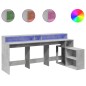 vidaXL Scrivania con Luci LED Grigio Cemento 200x104x91 cm Truciolato vidaXL Scrivania con Luci LED Grigio Cemento 200x104x91 cm Truciolato