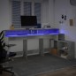 vidaXL Scrivania con Luci LED Grigio Cemento 200x104x91 cm Truciolato vidaXL Scrivania con Luci LED Grigio Cemento 200x104x91 cm Truciolato