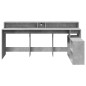 vidaXL Scrivania con Luci LED Grigio Cemento 200x104x91 cm Truciolato vidaXL Scrivania con Luci LED Grigio Cemento 200x104x91 cm Truciolato