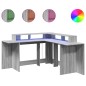 vidaXL Scrivania con Luci LED Grigio Sonoma 152x152x91cm in Truciolato