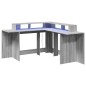 vidaXL Scrivania con Luci LED Grigio Sonoma 152x152x91cm in Truciolato