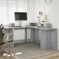 vidaXL Scrivania con Luci LED Grigio Sonoma 152x152x91cm in Truciolato