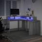 vidaXL Scrivania con Luci LED Grigio Sonoma 152x152x91cm in Truciolato